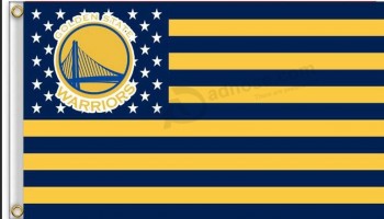 Wholesale custom high-end Golden State Warriors 3' x 5' Polyester Flag with US stars and stripes