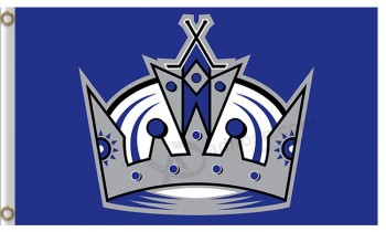 Nhl los angeles kings 3'x5'polyester vlaggen kroon met blauwe achtergrond