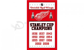 Nhl detroit red wings 3'x5'poliestere bandiere campione anni