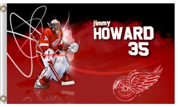 Nhl detroit red wings 3'x5'poliestere bandiere jimmy howard