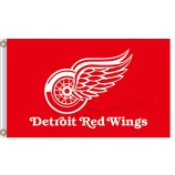 Nhl detroit rote flügel 3'x5'polyester fahnen logo mit team name