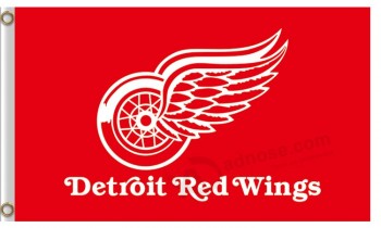 Nhl detroit rote flügel 3'x5'polyester fahnen logo mit team name
