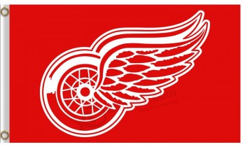 Nhl detroit красные крылья 3'x5'полиэфир флаги логотип с белым краем