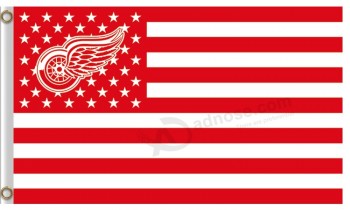 Nhl底特律红色翅膀3'x5'polyester标志星条旗
