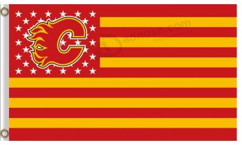 批发定制高-结束nhl卡尔加里火焰3'x5'聚酯标志星条旗