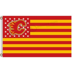 Großhandel benutzerdefinierte hoch-Ende NHL Calgary Flammen 3'x5 'Polyester Fahnen Sternen und Streifen