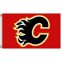 Großhandel benutzerdefinierte hoch-Ende nhl Calgary Flammen 3'x5 'Polyester Fahnen schwarzes Logo