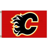 Wholesale custom high-end NHL Calgary Flames 3'x5' polyester flags black logo