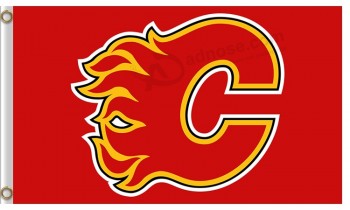 批发定制高-结束nhl卡尔加里火焰3'x5'聚酯标志红色标志