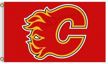 Großhandel benutzerdefinierte hoch-Ende nhl Calgary Flammen 3'x5 'Polyester Flaggen rotes Logo