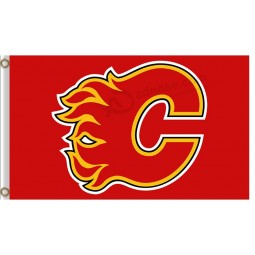 Wholesale custom high-end NHL Calgary Flames 3'x5' polyester flags red logo