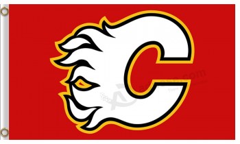 Großhandel benutzerdefinierte hoch-Ende nhl Calgary flames 3'x5 'Polyester Flaggen weißes Logo