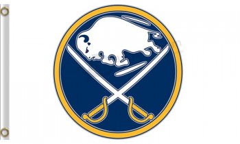 Großhandel benutzerdefinierte hoch-Ende NHL Büffel Säbel 3'x5 'Polyester Flaggen runden Logo
