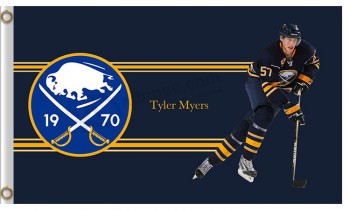 Aangepaste goedkope nhl buffelsabel 3'x5 'polyester vlaggen tyler myers