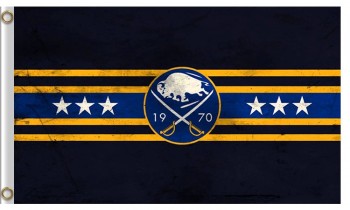 Personalizado barata nhl búfalo sabres 3'x5 'poliéster bandeiras listras no meio