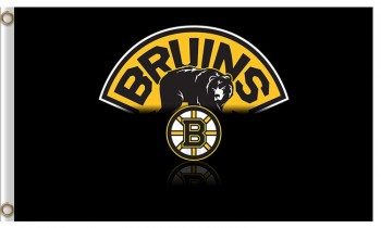 カスタムハイ-終わりのnhlボストンbruins 3'x5 'ポリエステルの旗は暗い黒い旗を掲げる