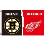 Custom high-end NHL Boston Bruins 3'x5' polyester flags house divided with Detroit Red Wings