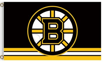 Aangepaste hoogte-Einde nhl boston bruins 3'x5 'polyester vlaggen logo over strepen