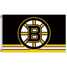 Custom high-end NHL Boston Bruins 3'x5' polyester flags logo over stripes