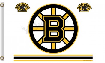 Alta personalizado-End nhl boston bruins logotipos duplos de bandeiras de poliéster 3'x5 '
