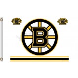 Benutzerdefinierte hoch-Ende nhl boston bruins 3'x5 'Polyesterflaggen doppelte Logos