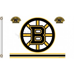 Benutzerdefinierte hoch-Ende nhl boston bruins 3'x5 'Polyesterflaggen doppelte Logos