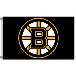 Benutzerdefinierte hoch-End nhl boston bruins 3'x5 'polyester fahnen logo schwarzem hintergrund