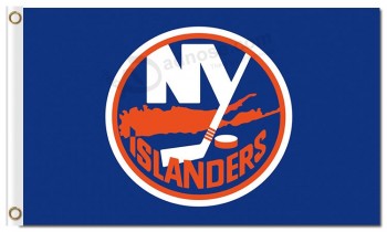 Atacado personalizado barato nhl new york islanders 3'x5 'bandeiras de poliéster rodada logotipo
