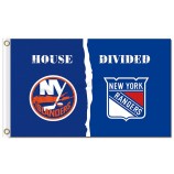Großhandelskunden preiswertes nhl New York Insulaner 3'x5 'Polyesterflaggenhaus geteilt mit Förstern