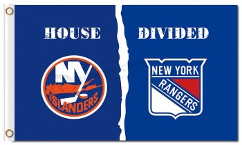 Wholesale custom cheap NHL New York Islanders 3'x5' polyester flags house divided with rangers
