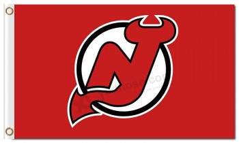 Nhlニュージャージーの悪魔3'x5 'ポリエステルフラグのロゴ