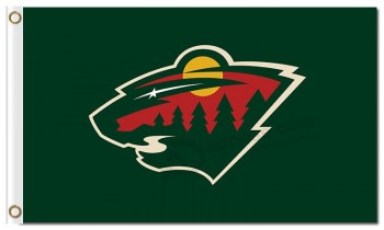 NHL Minnesota Wild 3'x5' polyester flags logo with green background