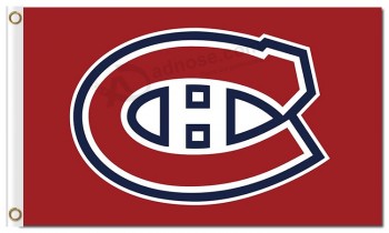 Nhl montreal canadiens 3'x5 'polyester drapeaux logo fond rouge