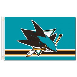 NHL San Jose Sharks 3'x5' polyester flags logo over stripes