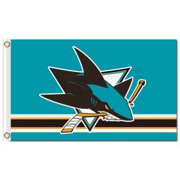 Nhl san jose haifische 3'x5 'polyester fahnen logo über streifen