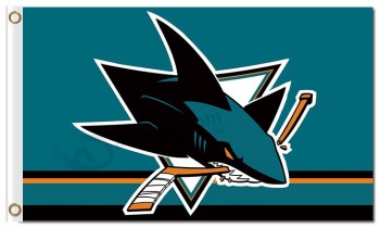 NHL San Jose Sharks 3'x5' polyester flags logo over stripes