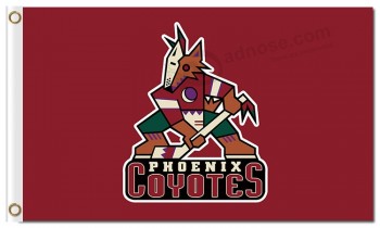 Nhl phoenix coyotes 3'x5 'polyester drapeaux logo sur le nom de l'équipe