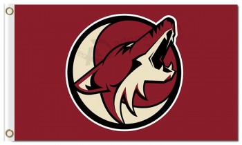 Nhl phoenix coyotes 3'x5 'drapeaux en polyester rond logo