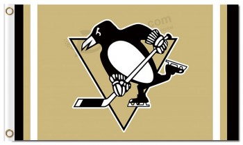 Nhl pittsburgh penguins 3'x5'涤纶标志在侧面条纹