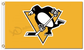 Nhl pittsburgh pinguïns 3'x5 'polyester vlaggen clsssical gele banner