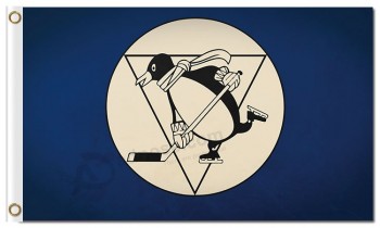 Nhl pittsburgh企鹅3'x5'聚酯标志在一个圆形标志
