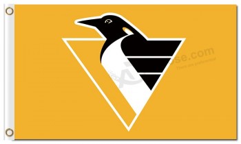 Nhl pittsburgh penguins 3'x5 '폴리 에스테르 플래그 노란색