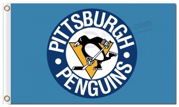 Nhl pittsburgh pingouins 3'x5 'drapeaux en polyester rond logo