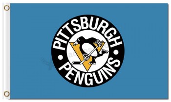 Pingüinos de nhl pittsburgh logotipo redondo de 3'x5 'banderas de poliéster