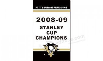 Nhl pittsburgh penguins 3'x5'聚酯旗帜2008-9冠军