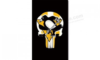 Nhl Pittsburgh Penguins 3'x5 'bandeiras de poliéster crânio