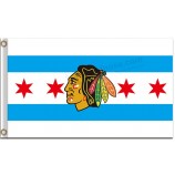 Nhl chicago blackhawks 3'x5 'Polyester Flagge blaue Linien und Sterne für benutzerdefinierte Größe 