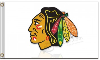 Nhl 시카고 blackhawks 3 'x 5'폴 리 에스테 르 플래그 로고 사용자 지정 크기에 대 한 흰색 배경 