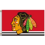Nhl chicago blackhawks 3'x5 'Polyester Flagge weiß und schwarz Linie unten für benutzerdefinierte Größe 