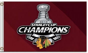 Nhl芝加哥blackhawks 3'x5'聚酯旗2010年自定义尺寸冠军 